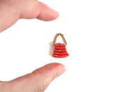 Vintage 1:12 Miniature Dollhouse Red Beaded Purse or Handbag