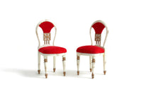 Vintage Petite Princess Dollhouse Miniature Set of 2 Red Velvet Dining Chairs