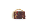 Vintage 1:12 Miniature Dollhouse Brown Floral Clutch Purse or Handbag