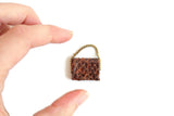 Artisan-Made Vintage Brown 1:12 Miniature Dollhouse Purse or Handbag