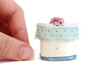 Vintage 1:12 Miniature Dollhouse Blue Floral Hat Box