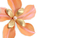 Vintage Large Peach Enamel Flower Brooch