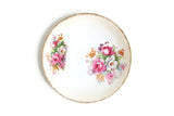 Vintage Pink Rose Flower Bouquet Porcelain Saucer or Ring Dish