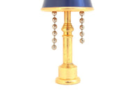 Vintage 1:12 Miniature Dollhouse Brass & Navy Blue Table Lamp