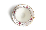Vintage Tuscan China Pink & Gray Leaf Print Porcelain Teacup & Saucer Set