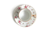 Vintage Inarco China Pink Rose Pattern Demitasse Teacup & Saucer Set