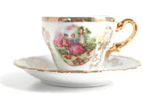 Vintage White & Gold Porcelain Fragonard Demitasse Teacup & Saucer Set