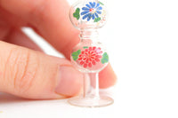 Vintage 1:12 Miniature Dollhouse Clear Glass & Floral Hurricane Lamp