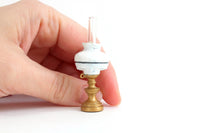 Vintage Brass & White Metal 1:12 Miniature Dollhouse Oil Lamp