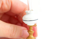 Vintage Brass & White Metal 1:12 Miniature Dollhouse Oil Lamp