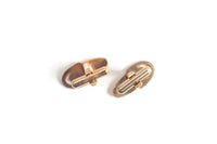 Vintage Gold & Rhinestone Etched Oval Cuff Links