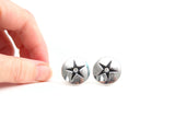 Vintage Round Silver Star & Rhinestone Cuff Links