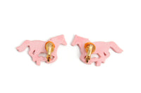 Vintage Pink Porcelain Horse Clip-On Earrings