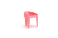 Vintage 1:12 Miniature Dollhouse Mid-Century Style Pink Plastic Chair by Plasco