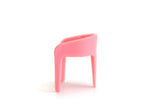 Vintage 1:12 Miniature Dollhouse Mid-Century Style Pink Plastic Chair by Plasco