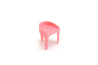 Vintage 1:12 Miniature Dollhouse Mid-Century Style Pink Plastic Chair by Plasco