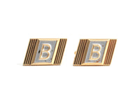 Vintage Gold & Silver Monogrammed Letter B Cuff Links