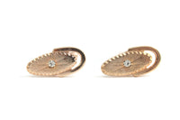 Vintage Gold & Rhinestone Etched Oval Cuff Links