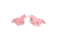 Vintage Pink Porcelain Horse Clip-On Earrings
