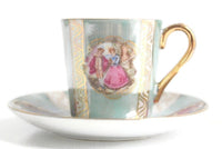 Vintage Blue & Gold Fragonard Porcelain Demitasse Teacup & Saucer Set