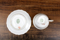 Vintage Hutschenreuther China White & Gold Floral Pattern Demitasse Teacup & Saucer Set