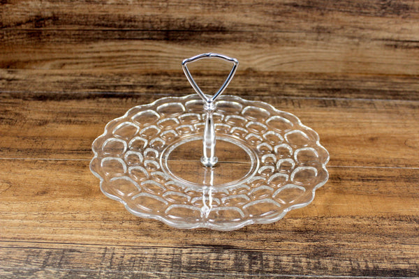 Vintage Clear Glass & Silver Serving Tray