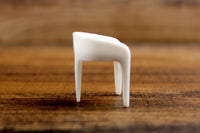 Vintage 1:12 Miniature Dollhouse Mid-Century Style White Plastic Chair by Plasco