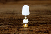 Vintage 1:12 Miniature Dollhouse White & Gold Table Lamp