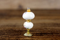 Vintage 1:12 Miniature Dollhouse White Porcelain & Floral Hurricane Lamp