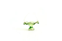 Vintage 1:12 Miniature Dollhouse Green Glass Basket