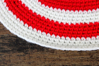 Vintage Miniature Dollhouse Oval Red Knit Rug