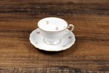 Vintage Hutschenreuther China White & Gold Floral Pattern Demitasse Teacup & Saucer Set