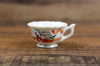 Vintage White & Orange Scenic Porcelain Miniature Teacup