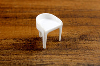 Vintage 1:12 Miniature Dollhouse Mid-Century Style White Plastic Chair by Plasco