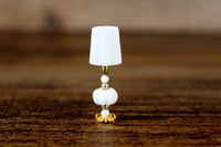 Vintage 1:12 Miniature Dollhouse White & Gold Table Lamp