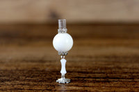Vintage 1:12 Miniature Dollhouse White Porcelain & Floral Hurricane Lamp