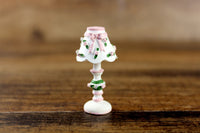 Vintage 1:12 Miniature Dollhouse White & Pink Floral Table Lamp