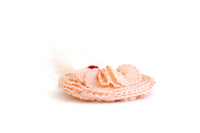 Artisan-Made Vintage Pink 1:12 Miniature Dollhouse Halo Hat